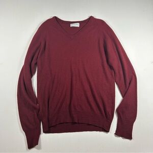 Vintage 70s Christian Dior Sweater Burgundy 100% Orlon Acrylic Made In USA L